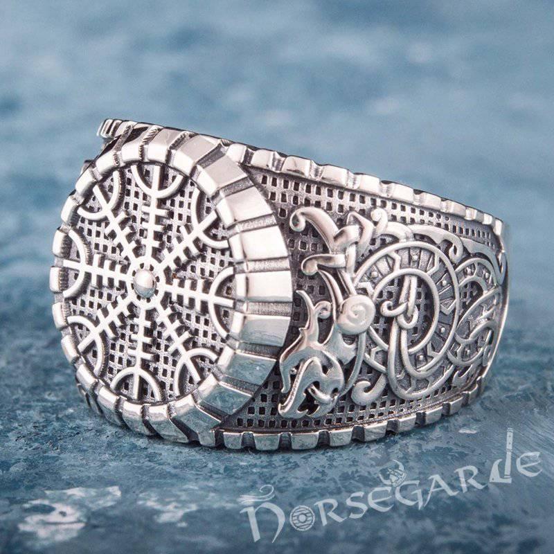 Handcrafted Helm of Awe Viking Ornament Signet Ring - Sterling Silver - Norsegarde