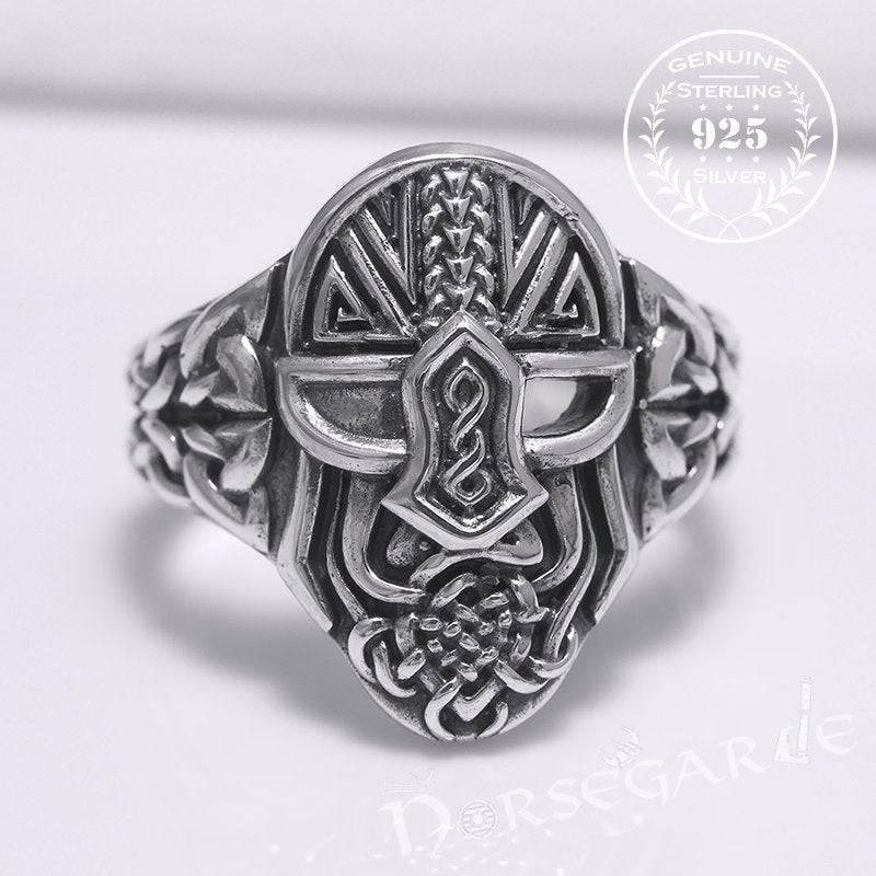 Handcrafted Helm of Odin Ring - Sterling Silver - Norsegarde