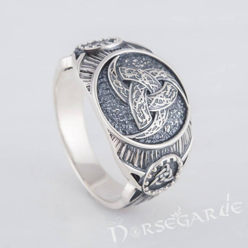 Handcrafted Horn Triskelion Druid Signet Ring - Sterling Silver - Norsegarde