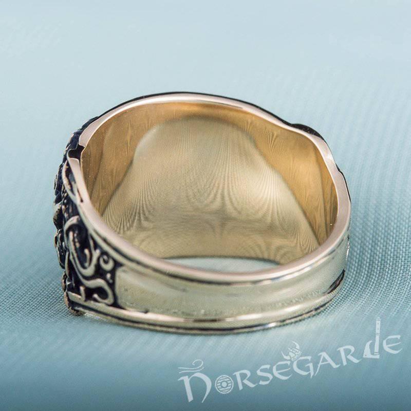 Handcrafted Horn Triskelion Mammen Style Ring - Bronze - Norsegarde