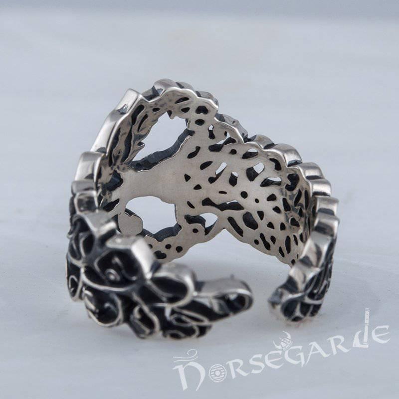 Handcrafted Intertwined Yggdrasil Ring - Sterling Silver - Norsegarde