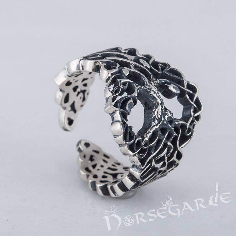Handcrafted Intertwined Yggdrasil Ring - Sterling Silver - Norsegarde