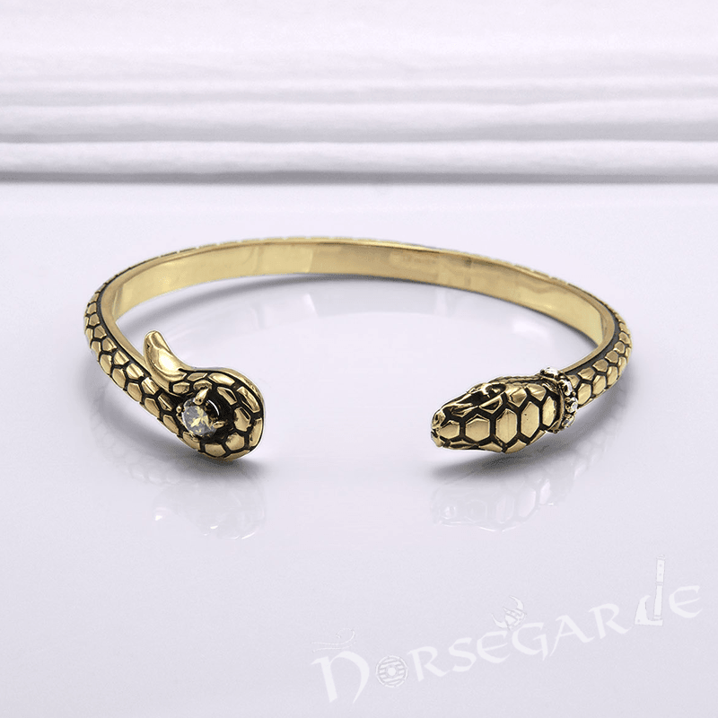 Handcrafted Jeweled Serpent Torc Bracelet - Bronze - Norsegarde
