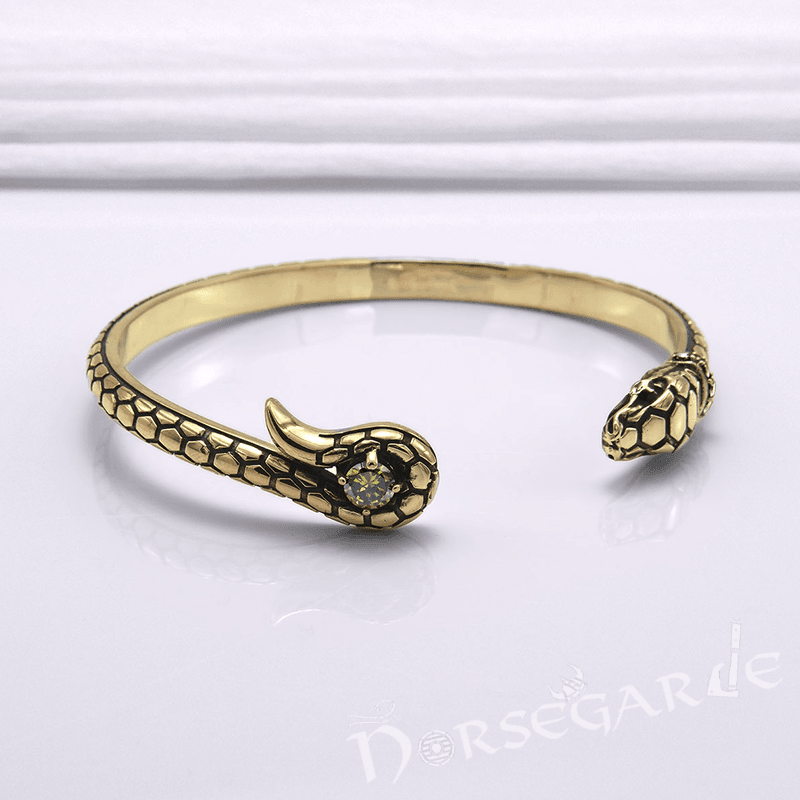 Handcrafted Jeweled Serpent Torc Bracelet - Bronze - Norsegarde