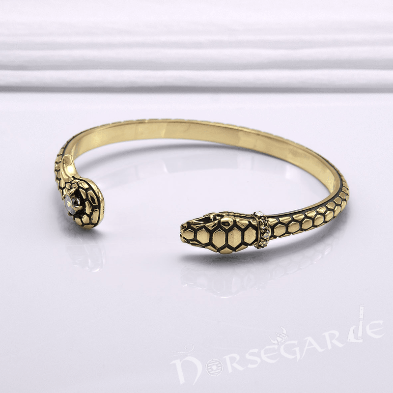 Handcrafted Jeweled Serpent Torc Bracelet - Bronze - Norsegarde