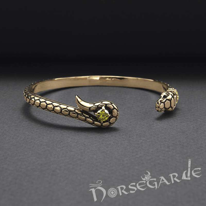 Handcrafted Jeweled Serpent Torc Bracelet - Bronze - Norsegarde