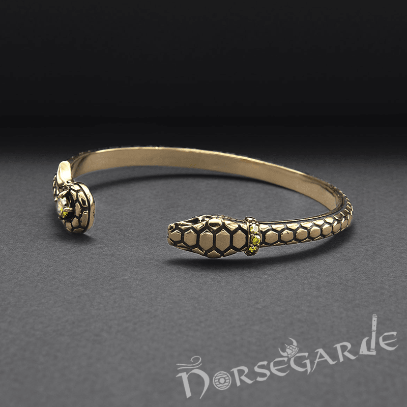Handcrafted Jeweled Serpent Torc Bracelet - Bronze - Norsegarde
