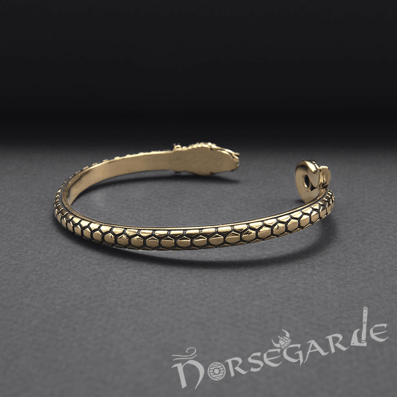 Handcrafted Jeweled Serpent Torc Bracelet - Bronze - Norsegarde