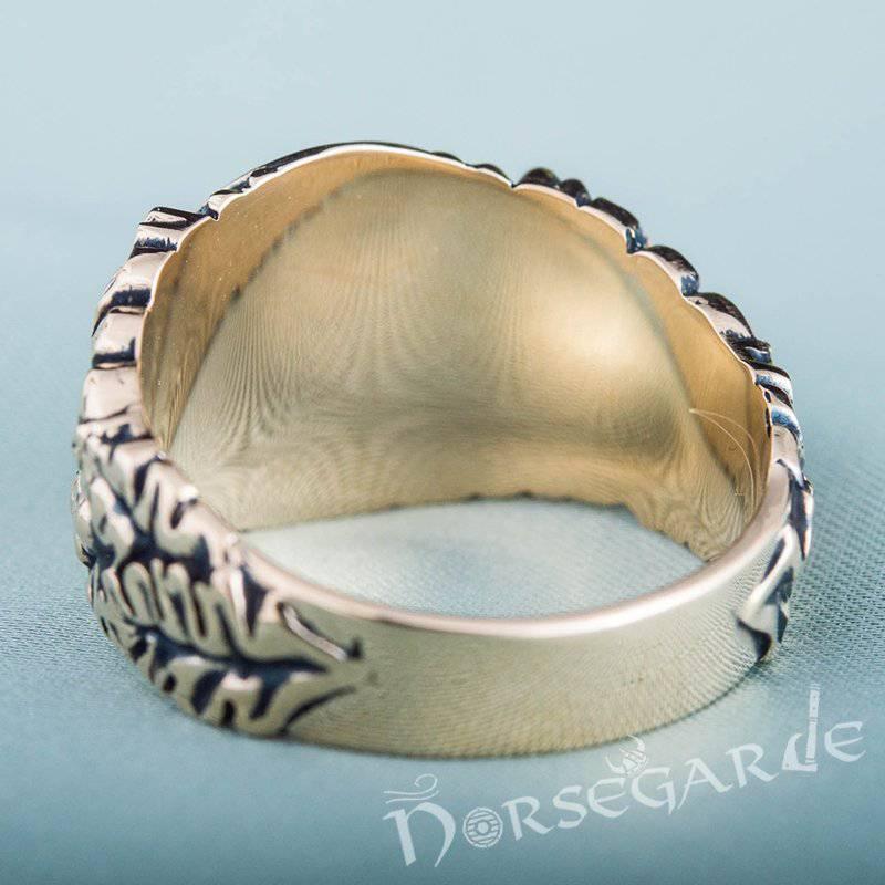 Handcrafted Jormungandr Oak Leaves Ring - Bronze - Norsegarde