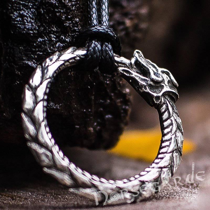 Handcrafted Jormungandr Ouroboros Pendant - Sterling Silver - Norsegarde
