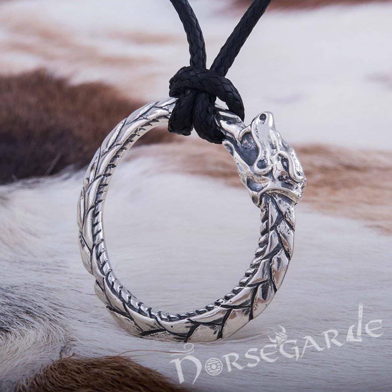 Handcrafted Jormungandr Ouroboros Pendant - Sterling Silver - Norsegarde