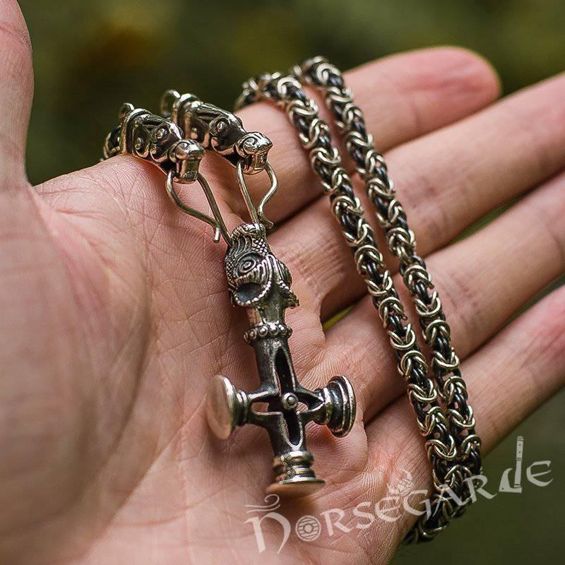 Handcrafted King's Chain with Wolf Celtic Cross - Sterling Silver - Norsegarde