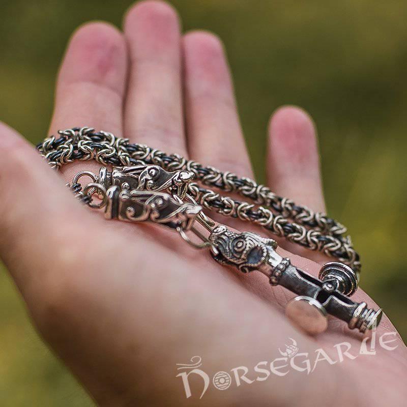 Handcrafted King's Chain with Wolf Celtic Cross - Sterling Silver - Norsegarde