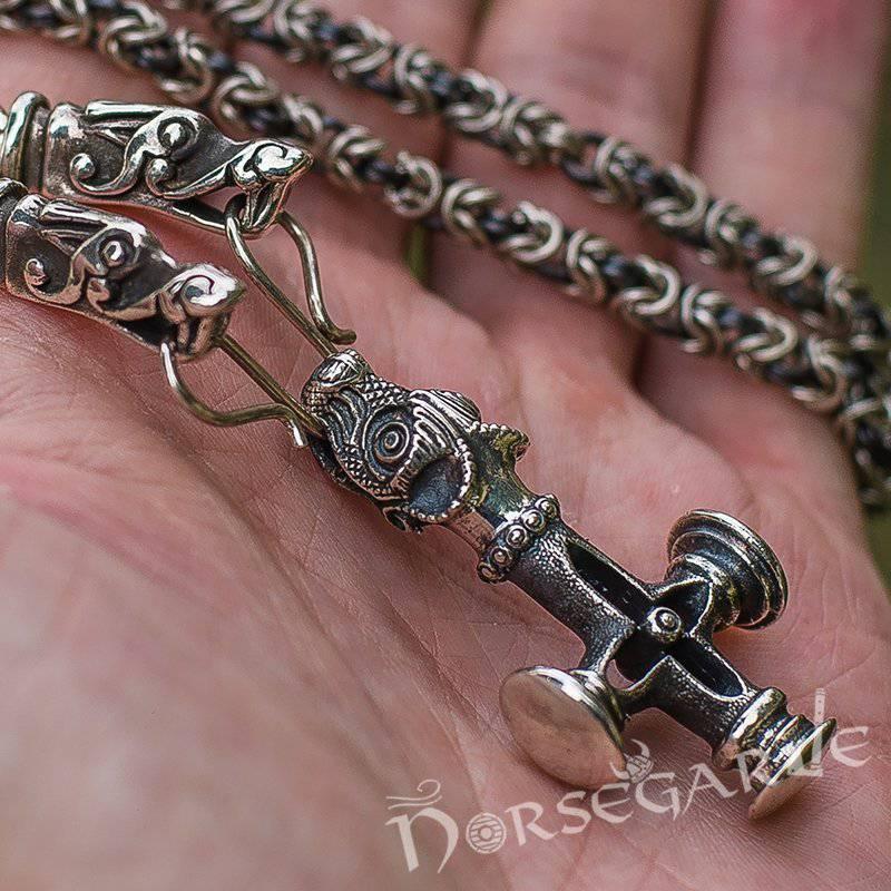 Handcrafted King's Chain with Wolf Celtic Cross - Sterling Silver - Norsegarde
