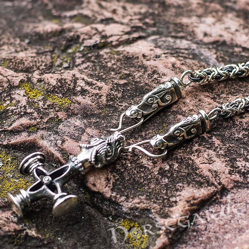 Handcrafted King's Chain with Wolf Celtic Cross - Sterling Silver - Norsegarde