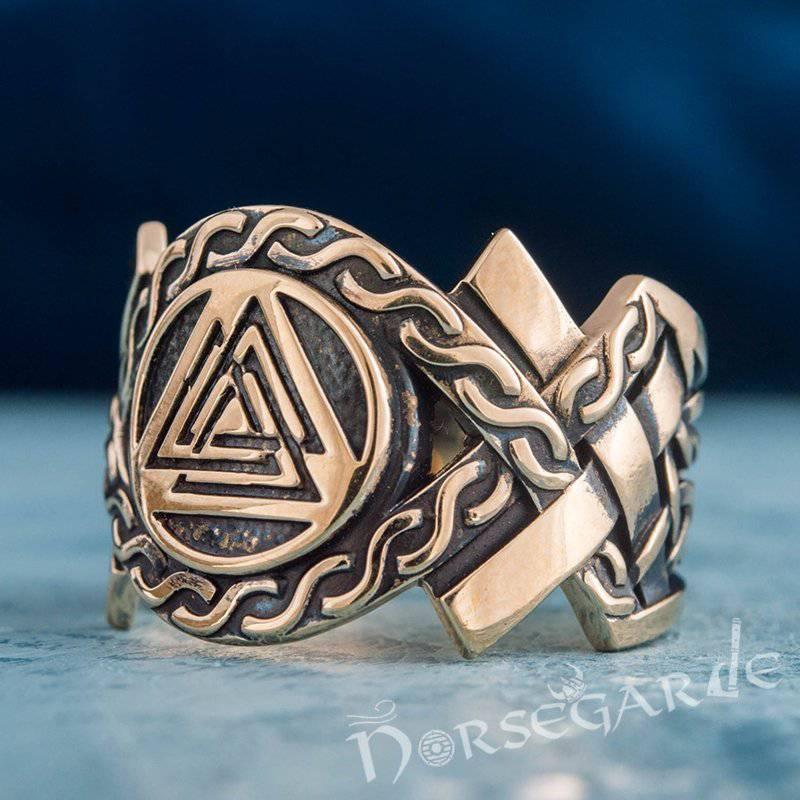 Handcrafted Knot Ornament Valknut Band - Bronze - Norsegarde