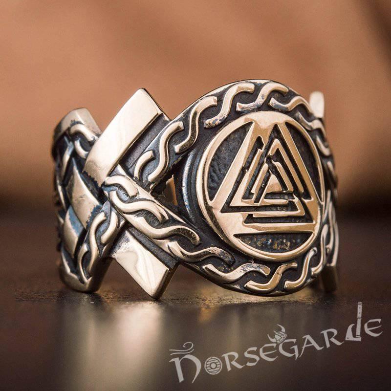 Handcrafted Knot Ornament Valknut Band - Bronze - Norsegarde