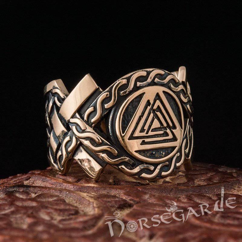 Handcrafted Knot Ornament Valknut Band - Bronze - Norsegarde