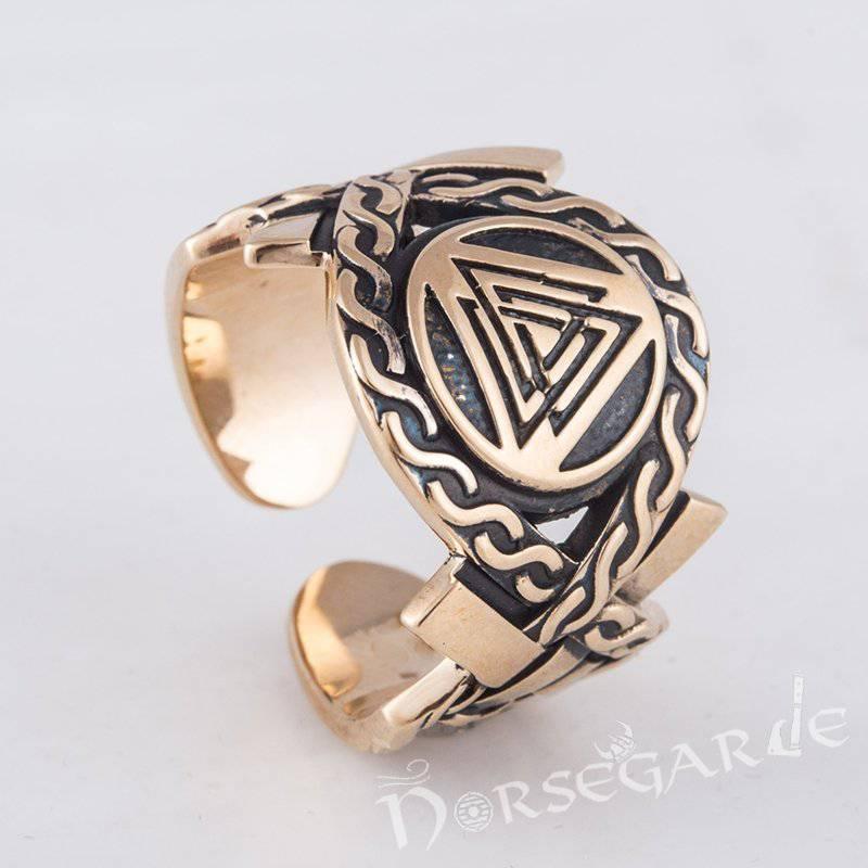Handcrafted Knot Ornament Valknut Band - Bronze - Norsegarde