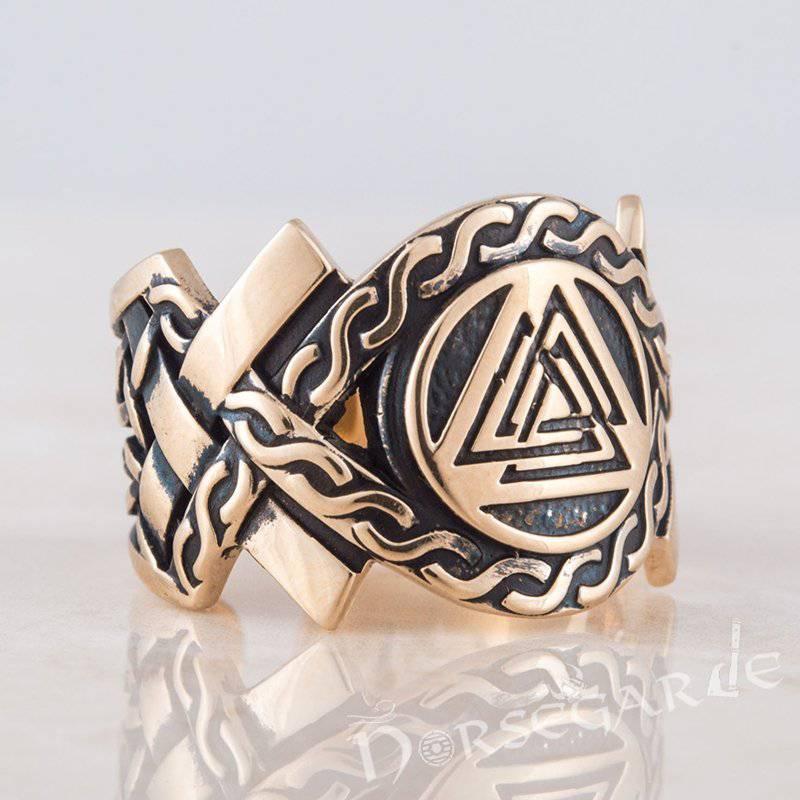 Handcrafted Knot Ornament Valknut Band - Bronze - Norsegarde