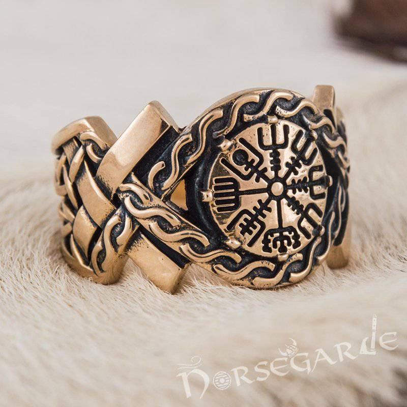 Handcrafted Knot Ornament Vegvisir Band - Bronze - Norsegarde