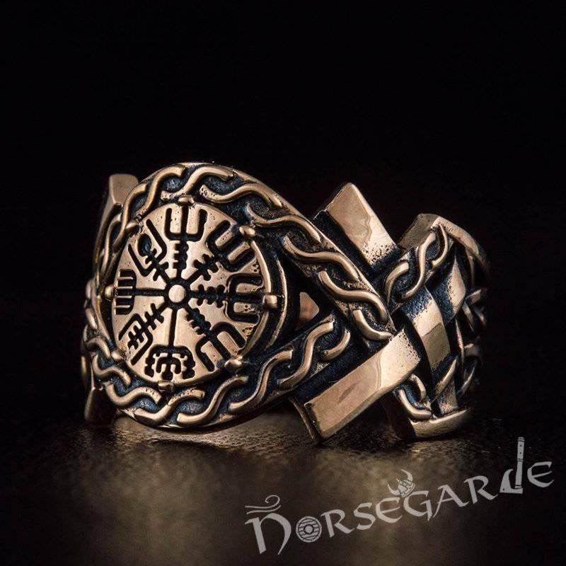 Handcrafted Knot Ornament Vegvisir Band - Bronze - Norsegarde
