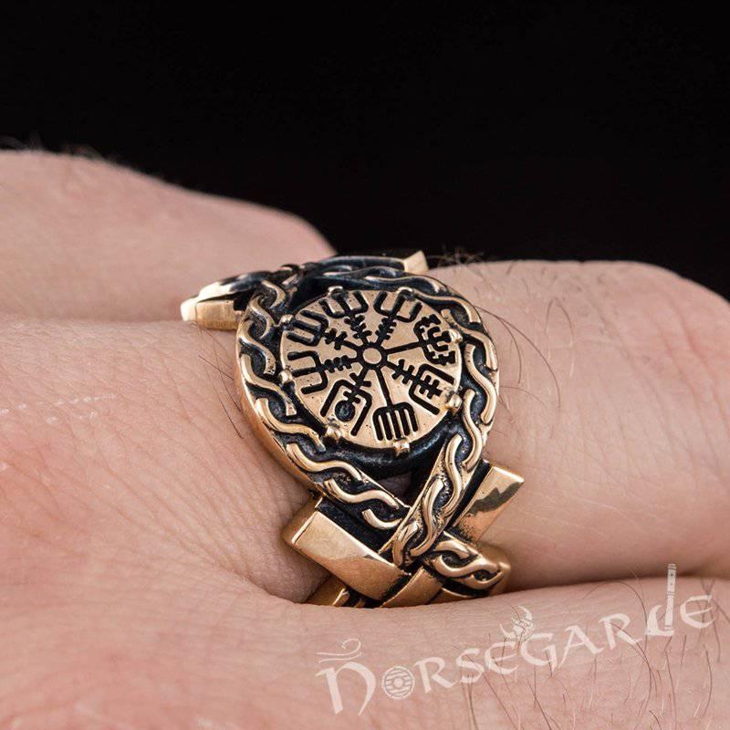 Handcrafted Knot Ornament Vegvisir Band - Bronze - Norsegarde
