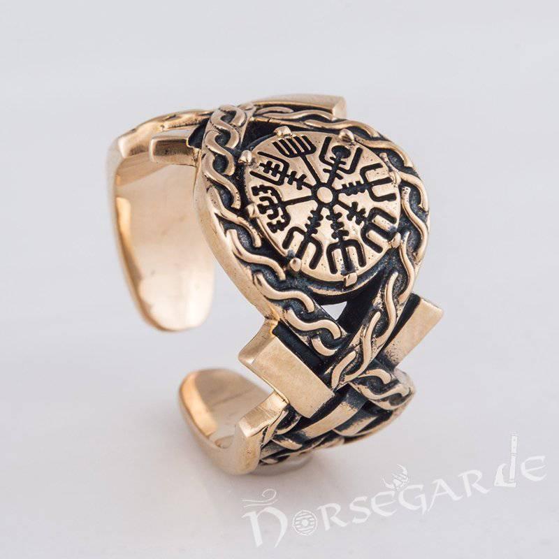 Handcrafted Knot Ornament Vegvisir Band - Bronze - Norsegarde