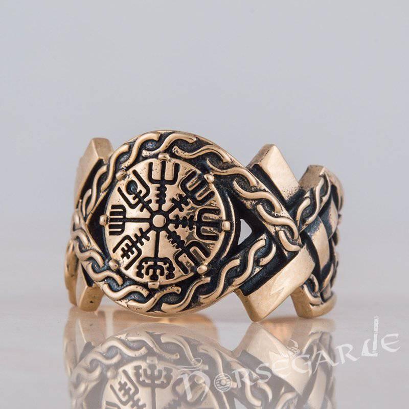 Handcrafted Knot Ornament Vegvisir Band - Bronze - Norsegarde