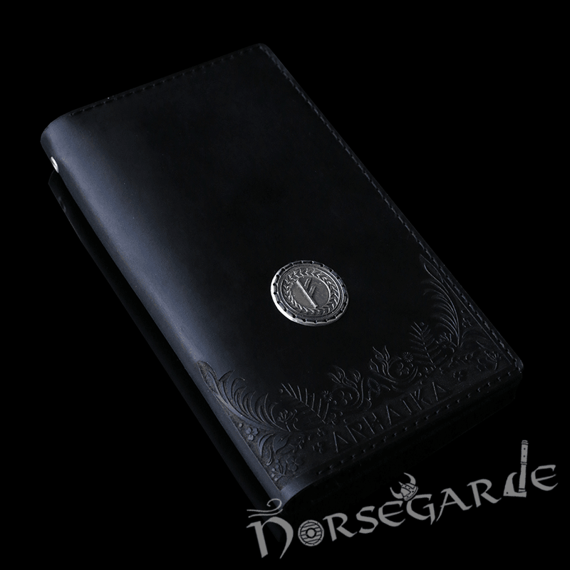 Handcrafted Leather Wallet 'Fehu' - Black - Norsegarde