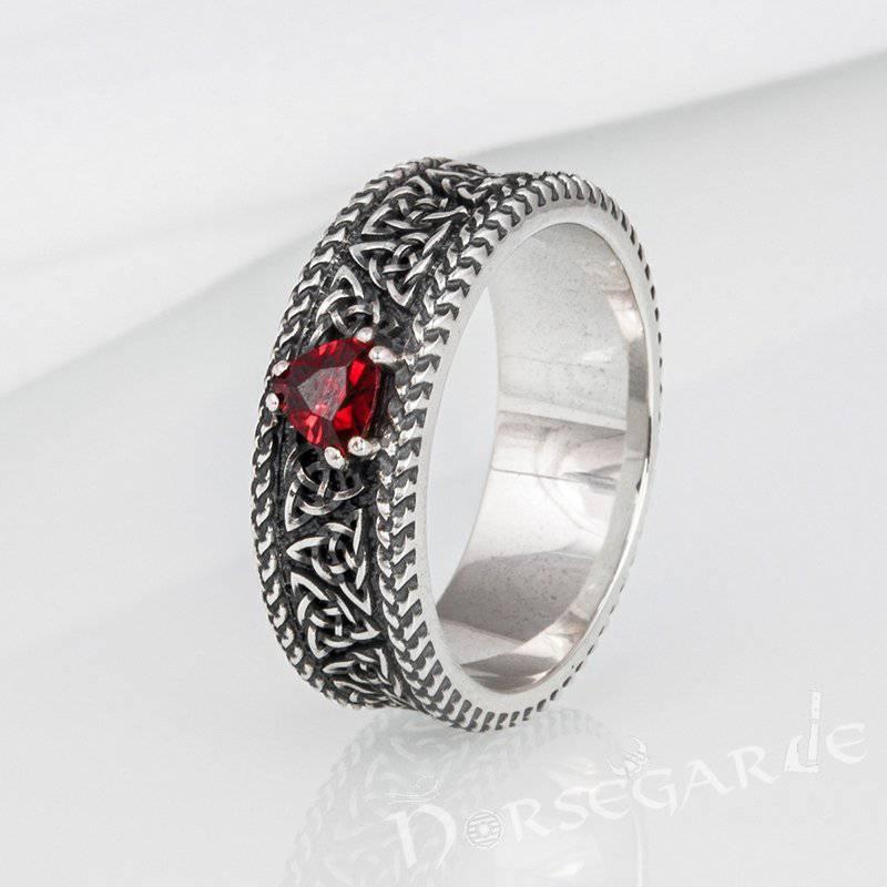 Handcrafted Luck Knots Band with Gem - Sterling Silver - Norsegarde