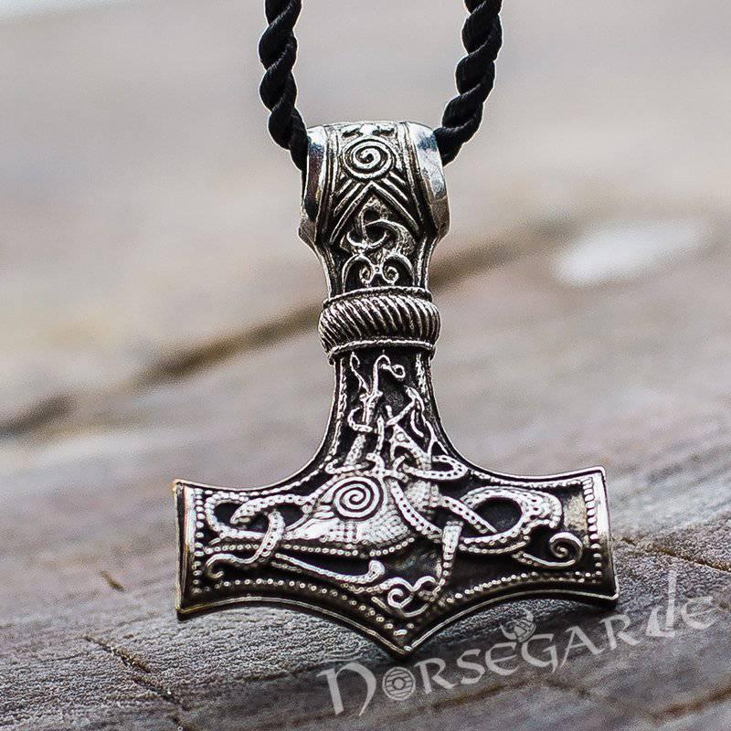 Handcrafted Mammen Engraved Large Mjölnir - Sterling Silver - Norsegarde
