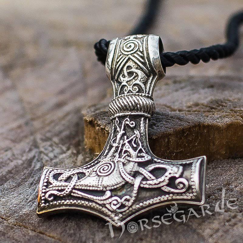 Handcrafted Mammen Engraved Large Mjölnir - Sterling Silver - Norsegarde