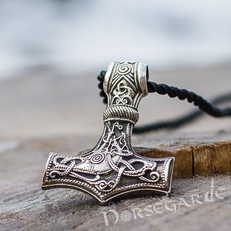 Handcrafted Mammen Engraved Large Mjölnir - Sterling Silver - Norsegarde