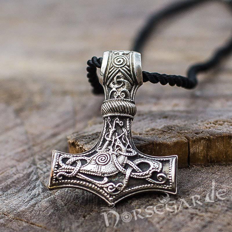 Handcrafted Mammen Engraved Large Mjölnir - Sterling Silver - Norsegarde