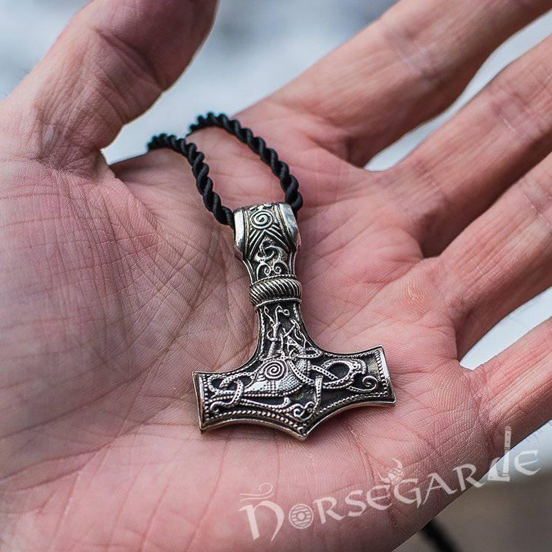 Handcrafted Mammen Engraved Large Mjölnir - Sterling Silver - Norsegarde