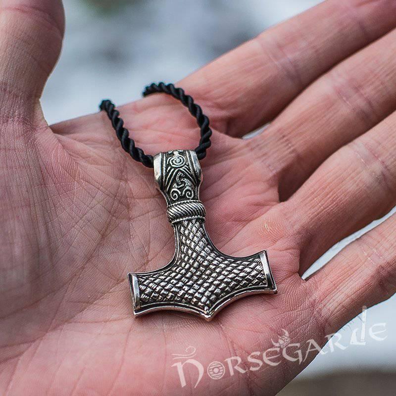 Handcrafted Mammen Engraved Large Mjölnir - Sterling Silver - Norsegarde