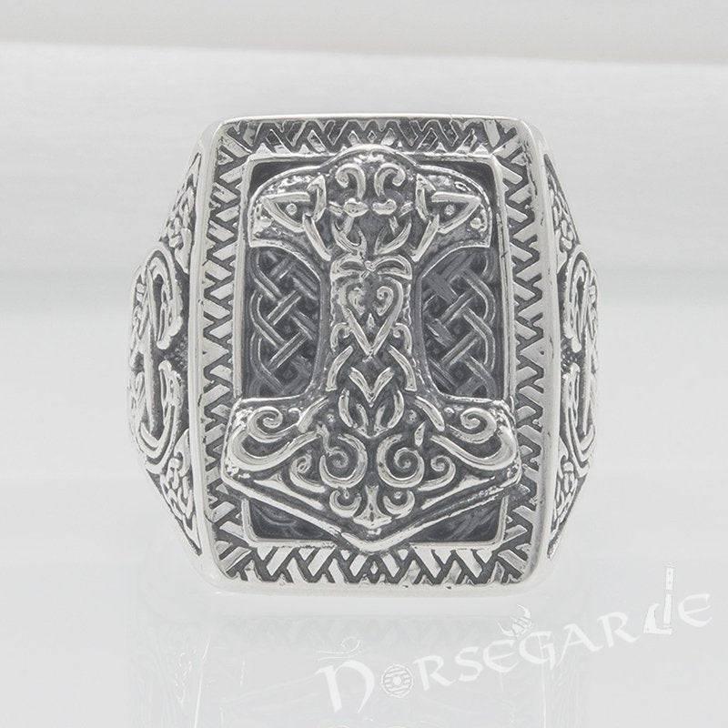 Handcrafted Mjölnir Signet Ring - Sterling Silver - Norsegarde