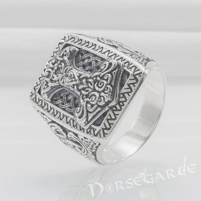 Handcrafted Mjölnir Signet Ring - Sterling Silver - Norsegarde