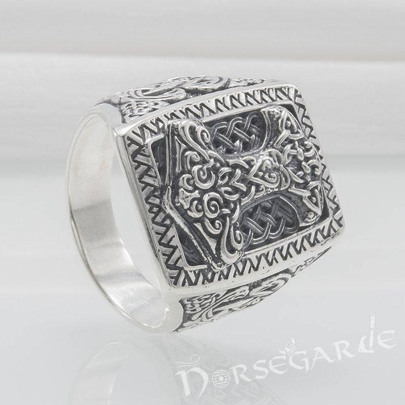Handcrafted Mjölnir Signet Ring - Sterling Silver - Norsegarde