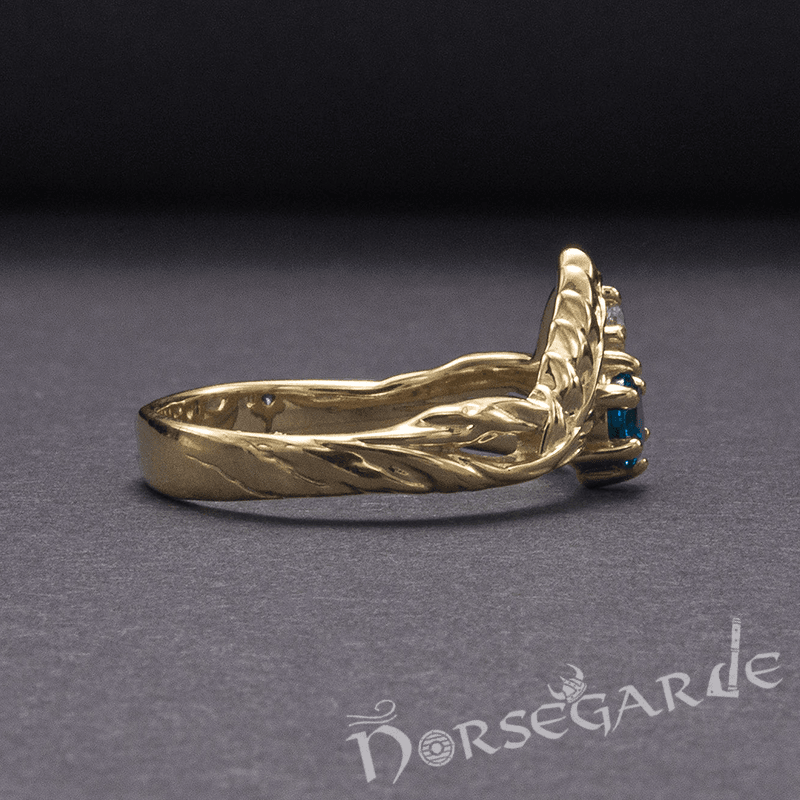 Handcrafted Nature's Bounty Ring - Gold with Sapphire & Diamonds - Norsegarde