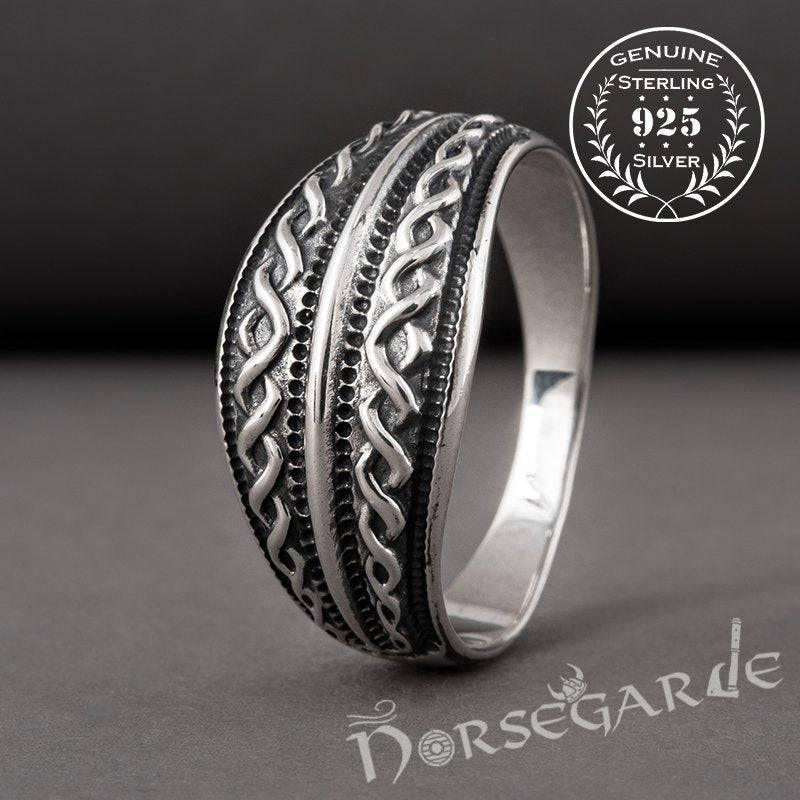 Handcrafted Norse Decoration Pattern Ring - Sterling Silver - Norsegarde