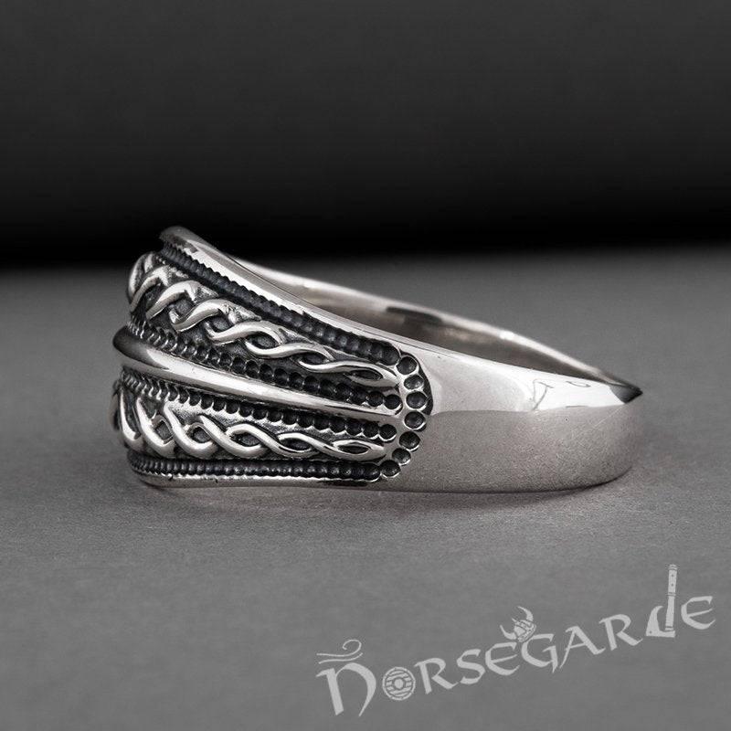 Handcrafted Norse Decoration Pattern Ring - Sterling Silver - Norsegarde