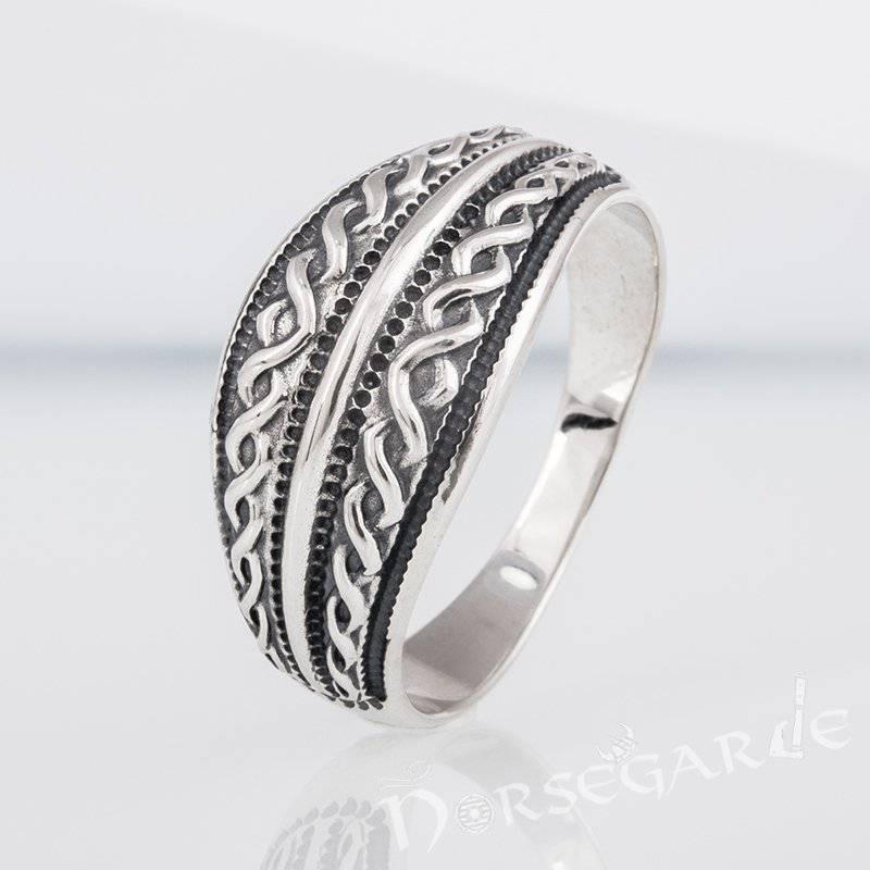 Handcrafted Norse Decoration Pattern Ring - Sterling Silver - Norsegarde