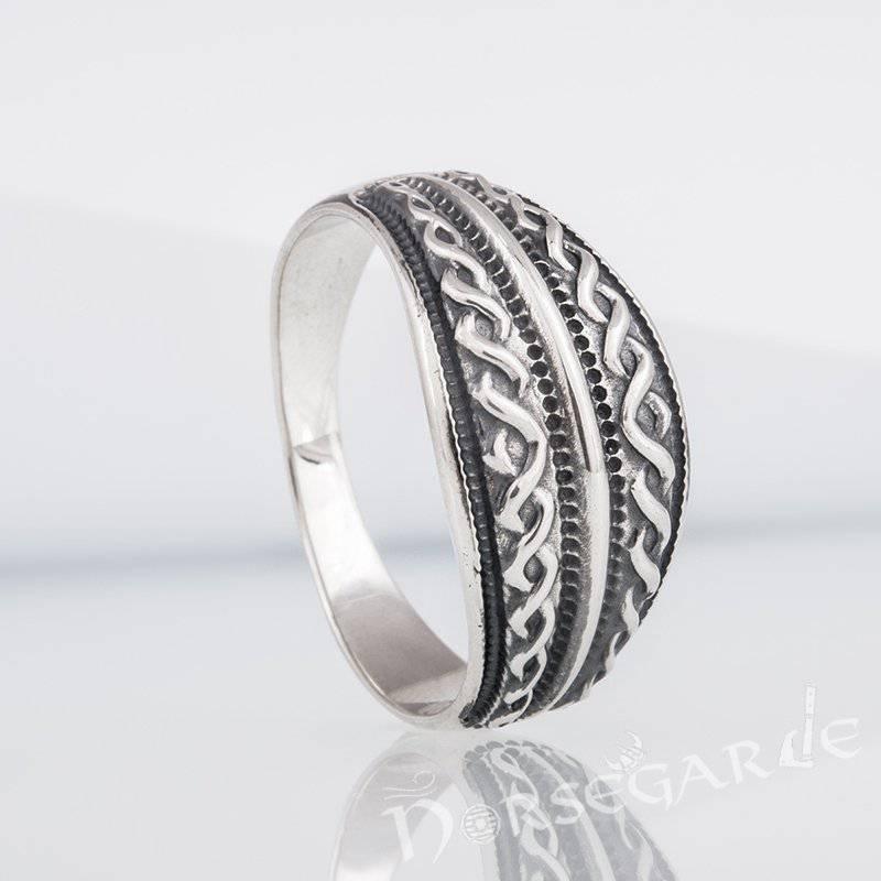 Handcrafted Norse Decoration Pattern Ring - Sterling Silver - Norsegarde