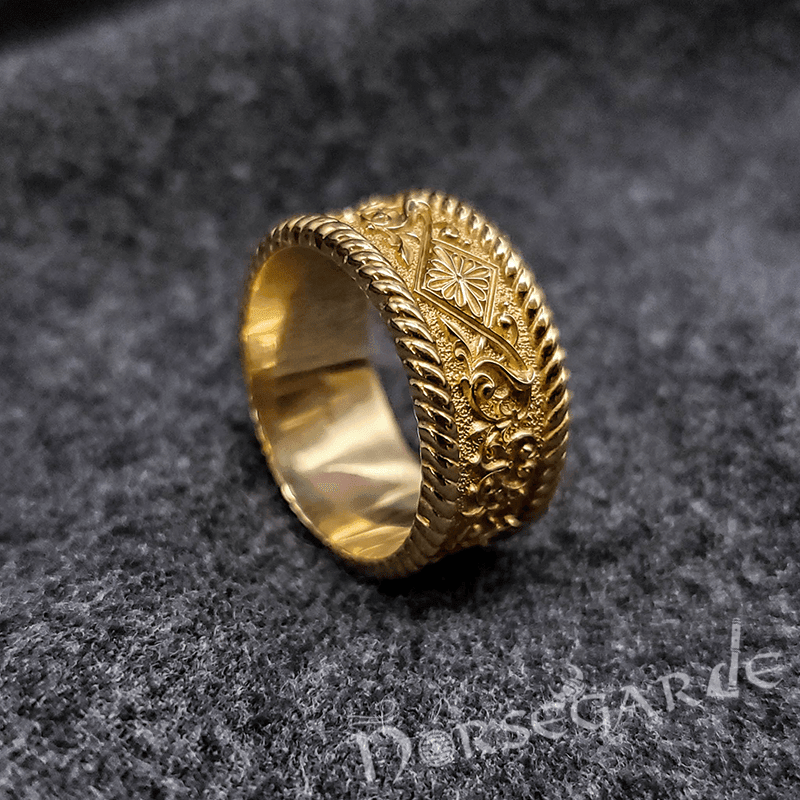 Handcrafted Norse Floral Ornament Band - Gold - Norsegarde
