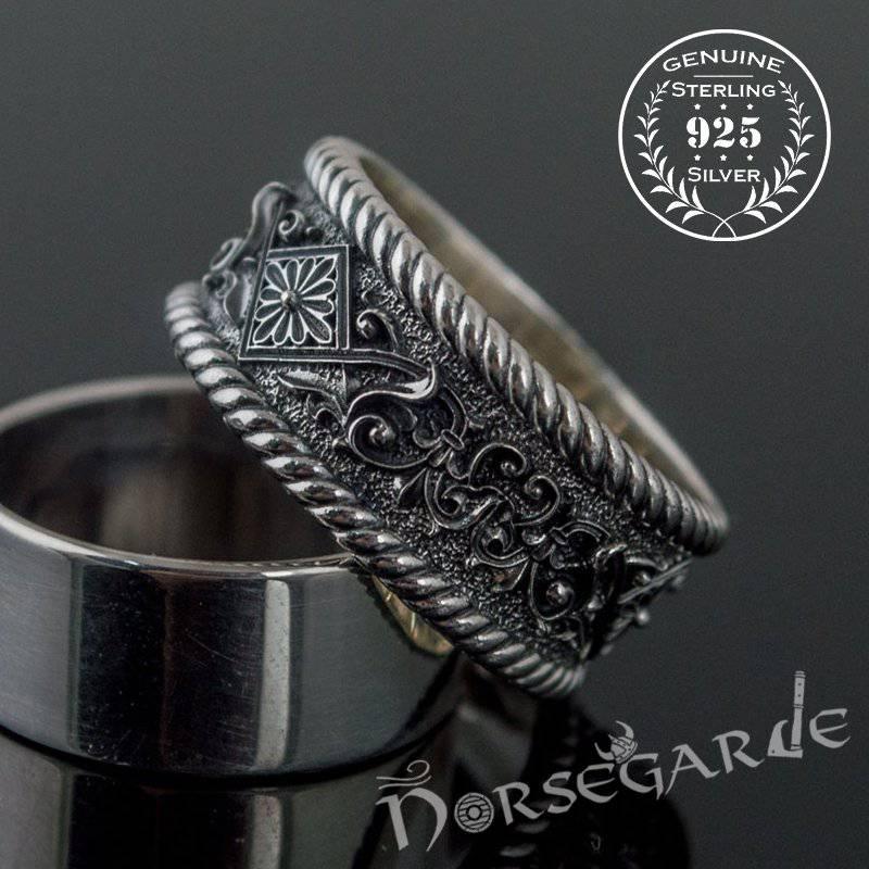 Handcrafted Norse Floral Ornament Band - Sterling Silver - Norsegarde