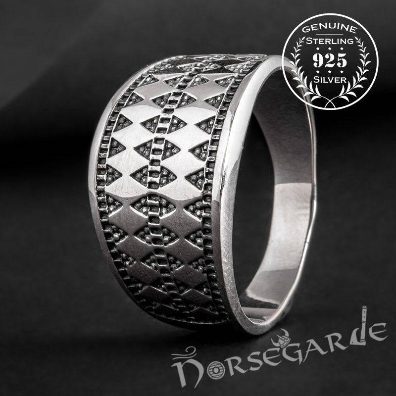 Handcrafted Norse Money Pattern Ring - Sterling Silver - Norsegarde