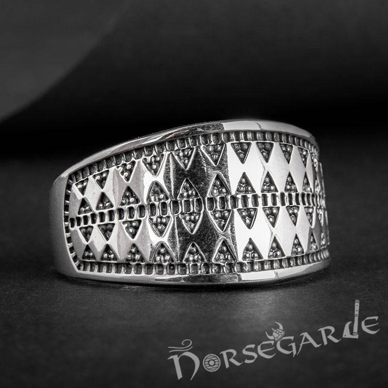 Handcrafted Norse Money Pattern Ring - Sterling Silver - Norsegarde