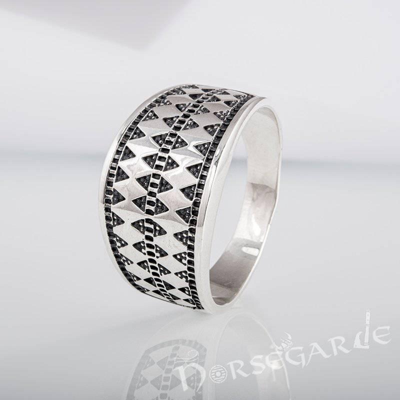 Handcrafted Norse Money Pattern Ring - Sterling Silver - Norsegarde
